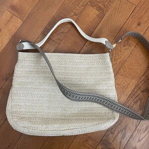 Cream Woven Shoulder Bag